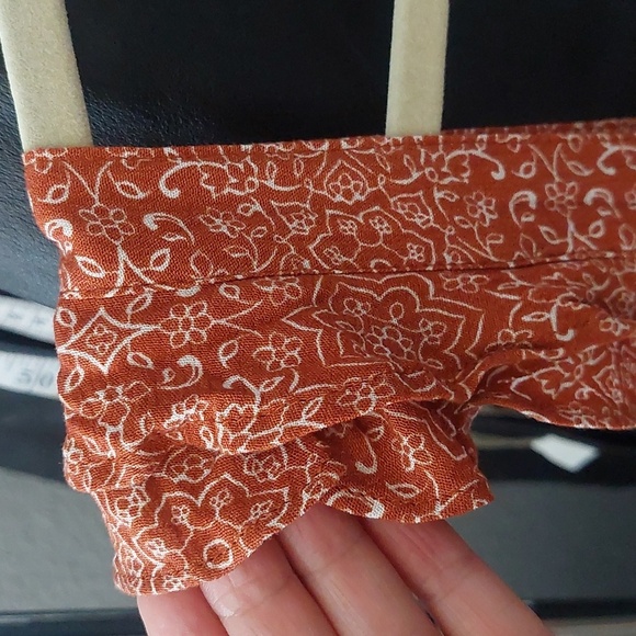 Crocheted Flutter Sleeve Floral Smocked Blouse Tank Top Summer Boho Beach - Picture 2 of 7